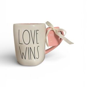 Rae Dunn Pink and Cream Love Wins Mug